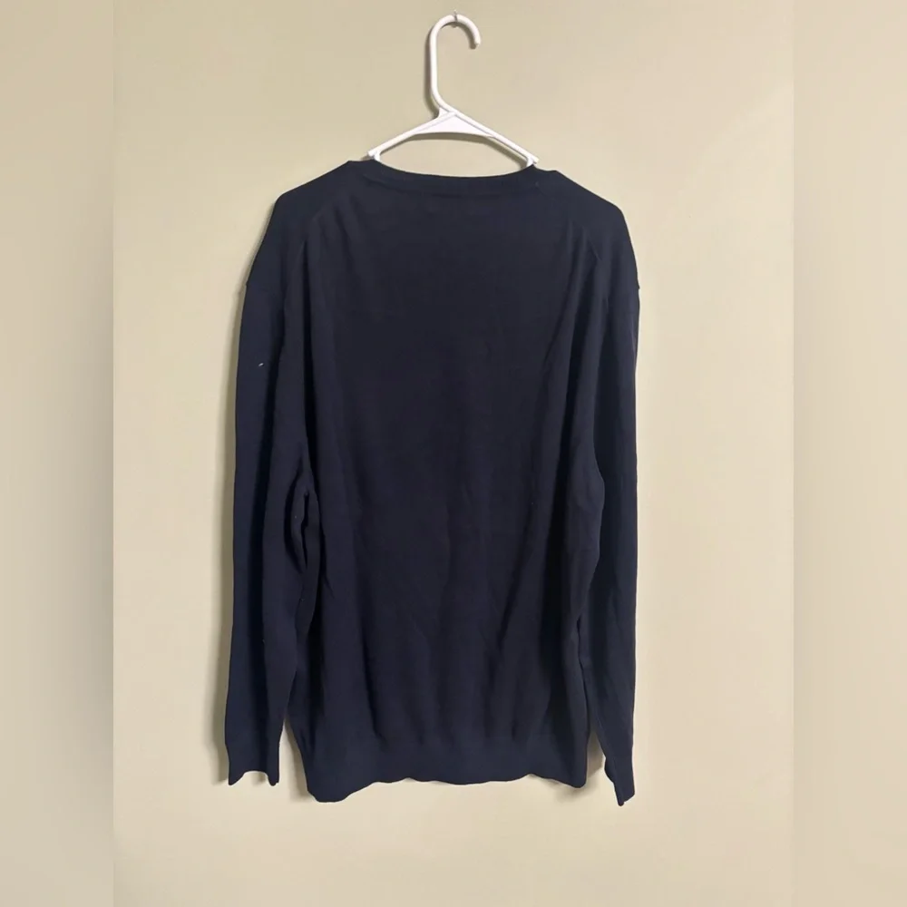 Nautica Mens Size XXL Pullover V-Neck Sweater New 100% Cotton Navy Blue